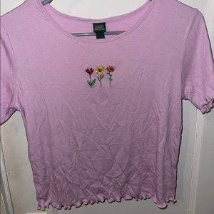 Pretty pink flower crop top, new w/o tags